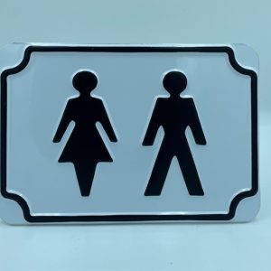 WC Kyltti, nais ja miesoletettu, prässättyä alumiinia